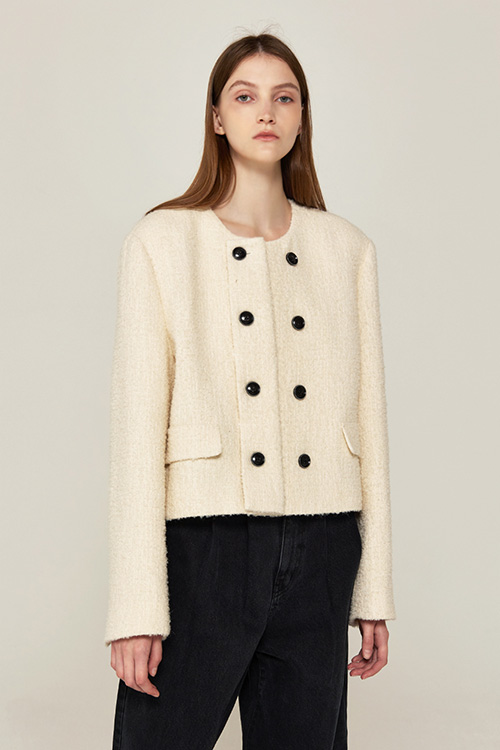 [엄정화,이보영 착용] Collarless Tweed Jacket (IVORY)